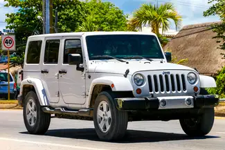 Jeep on the road in Cozumel