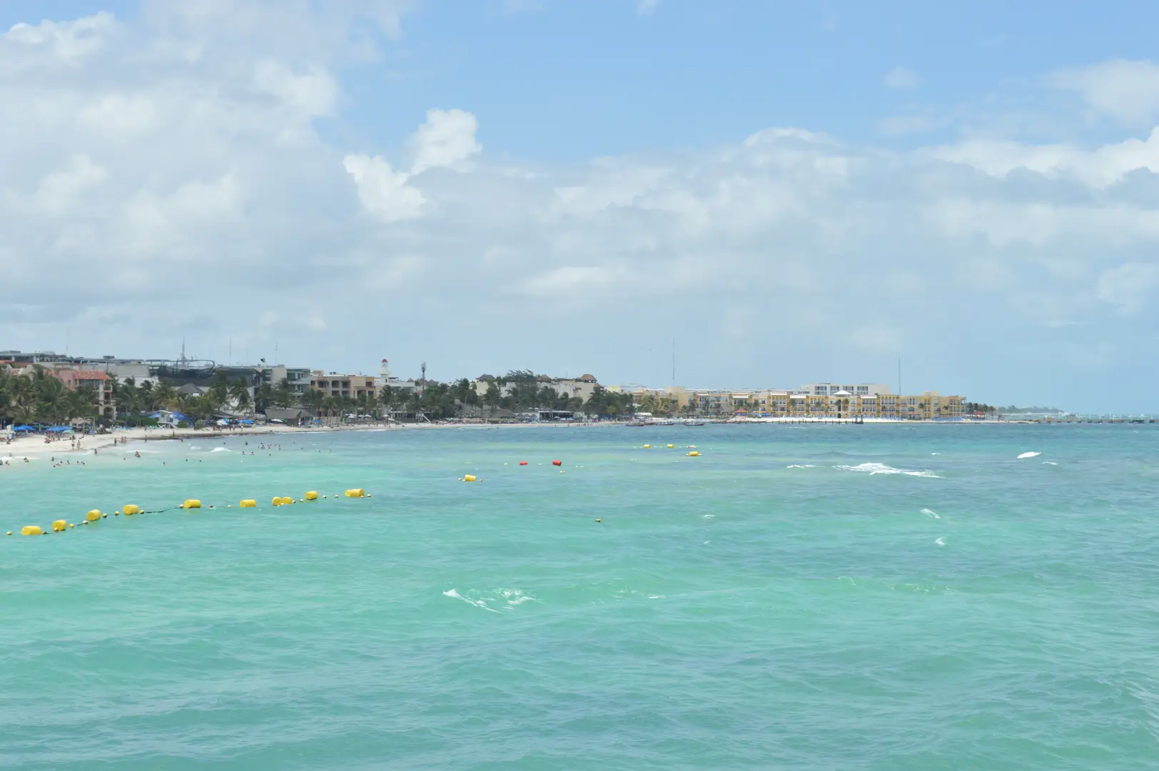 View of the beach at Playa Del Carmen from a ferry